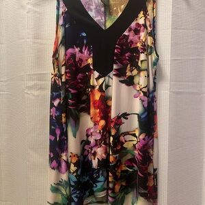 Susan Lawrence Purple & Green Floral Print Top